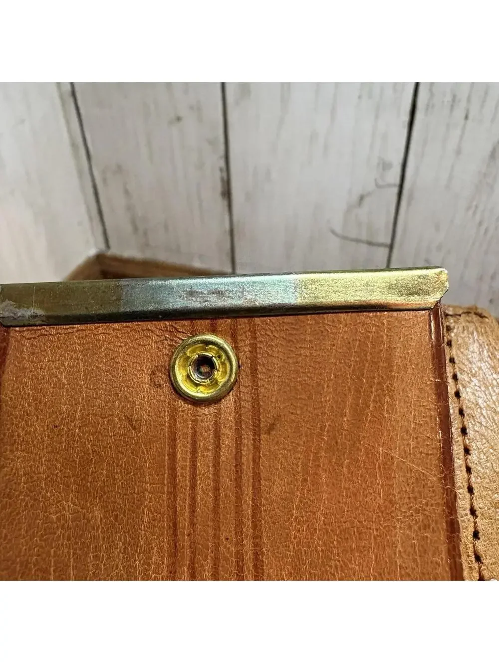 Vintage Ostrich Leather Men's Bifold Wallet w/Photo Folio Light Brown Handmade